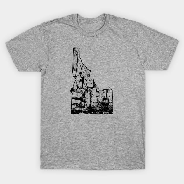 Rock Climbing Idaho Rock Climber State Map T-Shirt by TeeCreations